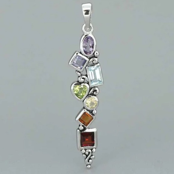 buddha groove Jewelry - Mixed Geometry Chakra Rainbow Sterling Silver Pendant